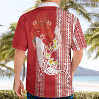 Swimming With Humpback Whales Season Tonga Hawaiian Shirt Tongan Tofuaa Ngatu Pattern Red LT14 - Polynesian Pride