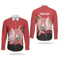 Vavau Sailing Festival Tonga Personalised Couples Matching Mermaid Dress and Long Sleeve Button Shirt Humpback Whale Sailboat Tropical Vibes LT14 - Polynesian Pride