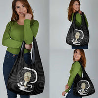 Black New Zealand Eel Grocery Bag Aotearoa Maori Tuna With Kotiate Weapon