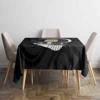 Black New Zealand Eel Tablecloth Aotearoa Maori Tuna With Kotiate Weapon