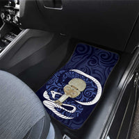 Blue New Zealand Eel Car Mats Aotearoa Maori Tuna With Kotiate Weapon