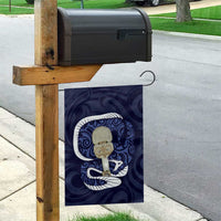 Blue New Zealand Eel Garden Flag Aotearoa Maori Tuna With Kotiate Weapon