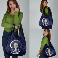 Blue New Zealand Eel Grocery Bag Aotearoa Maori Tuna With Kotiate Weapon