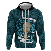 Turquoise New Zealand Eel Zip Hoodie Aotearoa Maori Tuna With Kotiate Weapon LT14 Zip Hoodie Turquoise - Polynesian Pride