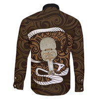 Gold New Zealand Eel Family Matching Tank Maxi Dress and Hawaiian Shirt Aotearoa Maori Tuna With Kotiate Weapon