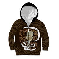Gold New Zealand Eel Kid Hoodie Aotearoa Maori Tuna With Kotiate Weapon