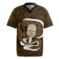 Gold New Zealand Eel Rugby Jersey Aotearoa Maori Tuna With Kotiate Weapon