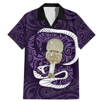 Purple New Zealand Eel Family Matching Mermaid Dress and Hawaiian Shirt Aotearoa Maori Tuna With Kotiate Weapon LT14 Dad's Shirt - Short Sleeve Purple - Polynesian Pride