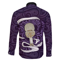 Purple New Zealand Eel Family Matching Mermaid Dress and Hawaiian Shirt Aotearoa Maori Tuna With Kotiate Weapon LT14 - Polynesian Pride