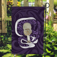 Purple New Zealand Eel Garden Flag Aotearoa Maori Tuna With Kotiate Weapon