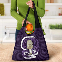 Purple New Zealand Eel Grocery Bag Aotearoa Maori Tuna With Kotiate Weapon