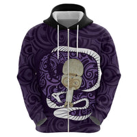 Purple New Zealand Eel Hoodie Aotearoa Maori Tuna With Kotiate Weapon