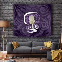 Purple New Zealand Eel Tapestry Aotearoa Maori Tuna With Kotiate Weapon