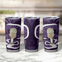 Purple New Zealand Eel Tumbler Cup Aotearoa Maori Tuna With Kotiate Weapon