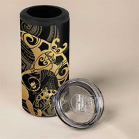 Black And Gold Aotearoa Whai Can Cooler Tumbler NZ Stingrays Maori Curves Style