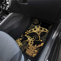 Black And Gold Aotearoa Whai Car Mats NZ Stingrays Maori Curves Style