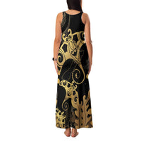 Black And Gold Aotearoa Whai Family Matching Tank Maxi Dress and Hawaiian Shirt NZ Stingrays Maori Curves Style