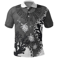 Personalized Black Coral Hawaii Polo Shirt Ekaha Ku Moana Honu Sea Turtle