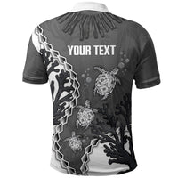Personalized Black Coral Hawaii Polo Shirt Ekaha Ku Moana Honu Sea Turtle