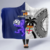 Fiji And Scotland Rugby Hooded Blanket Fijian Tapa Pattern With Thistle LT14 - Polynesian Pride