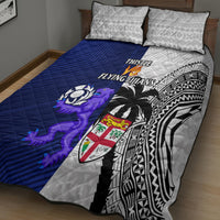 Fiji And Scotland Rugby Quilt Bed Set Fijian Tapa Pattern With Thistle LT14 - Polynesian Pride