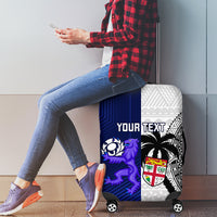 Custom Fiji And Scotland Rugby Luggage Cover Fijian Tapa Pattern With Thistle LT14 - Polynesian Pride