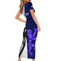 Custom Fiji And Scotland Rugby Short Sleeve Bodycon Dress Fijian Tapa Pattern With Thistle LT14 - Polynesian Pride