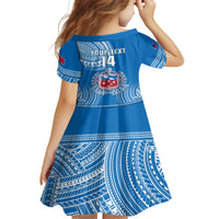 Custom Samoa Rugby Kid Short Sleeve Dress Pacific 2023 Go Toa Samoa LT14 - Polynesian Pride