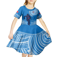 Custom Samoa Rugby Kid Short Sleeve Dress Pacific 2023 Go Toa Samoa LT14 - Polynesian Pride