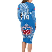 Custom Samoa Rugby Long Sleeve Bodycon Dress Pacific 2023 Go Toa Samoa LT14 - Polynesian Pride
