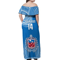 Custom Samoa Rugby Off Shoulder Maxi Dress Pacific 2023 Go Toa Samoa LT14 - Polynesian Pride