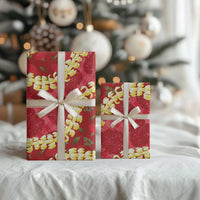 Red Palaka Hawaii Mele Kalikimaka Wrapping Paper Ohia Lehua Monstera Puakenikeni Lei - Polynesian Pride