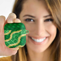Green Palaka Hawaii Mele Kalikimaka AirPods Case Ohia Lehua Monstera Puakenikeni Lei LT14 - Polynesian Pride