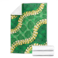 Green Palaka Hawaii Mele Kalikimaka Blanket Ohia Lehua Monstera Puakenikeni Lei - Polynesian Pride