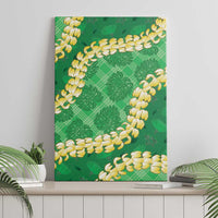 Green Palaka Hawaii Mele Kalikimaka Canvas Wall Art Ohia Lehua Monstera Puakenikeni Lei - Polynesian Pride