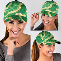 Green Palaka Hawaii Mele Kalikimaka Classic Cap Ohia Lehua Monstera Puakenikeni Lei - Polynesian Pride