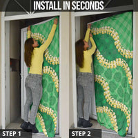 Green Palaka Hawaii Mele Kalikimaka Door Cover Ohia Lehua Monstera Puakenikeni Lei - Polynesian Pride