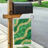 Green Palaka Hawaii Mele Kalikimaka Garden Flag Ohia Lehua Monstera Puakenikeni Lei - Polynesian Pride