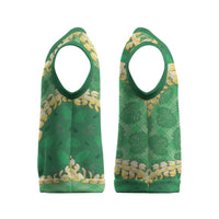 Green Palaka Hawaii Mele Kalikimaka Christmas Knitted V-Neck Vest Ohia Lehua Monstera Puakenikeni Lei - Polynesian Pride