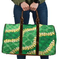 Green Palaka Hawaii Mele Kalikimaka Travel Bag Ohia Lehua Monstera Puakenikeni Lei - Polynesian Pride