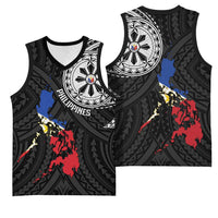 Philippines Strong Basketball Jersey Filipino Map Polynesian Tattoo - Polynesian Pride