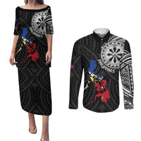 Philippines Strong Couples Matching Puletasi and Long Sleeve Button Shirt Filipino Map Polynesian Tattoo - Polynesian Pride