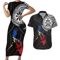 Philippines Strong Couples Matching Short Sleeve Bodycon Dress and Hawaiian Shirt Filipino Map Polynesian Tattoo - Polynesian Pride