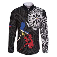 Philippines Strong Family Matching Long Sleeve Bodycon Dress and Hawaiian Shirt Filipino Map Polynesian Tattoo - Polynesian Pride