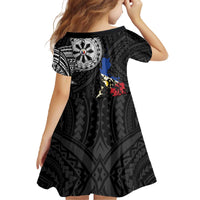 Philippines Strong Family Matching Off The Shoulder Long Sleeve Dress and Hawaiian Shirt Filipino Map Polynesian Tattoo LT14 - Polynesian Pride