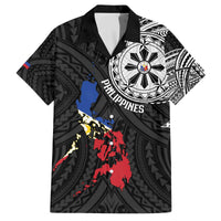 Philippines Strong Family Matching Off The Shoulder Long Sleeve Dress and Hawaiian Shirt Filipino Map Polynesian Tattoo LT14 Dad's Shirt - Short Sleeve Black - Polynesian Pride