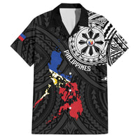 Philippines Strong Family Matching Off Shoulder Short Dress and Hawaiian Shirt Filipino Map Polynesian Tattoo LT14 Dad's Shirt - Short Sleeve Black - Polynesian Pride