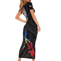 Philippines Strong Family Matching Short Sleeve Bodycon Dress and Hawaiian Shirt Filipino Map Polynesian Tattoo LT14 - Polynesian Pride