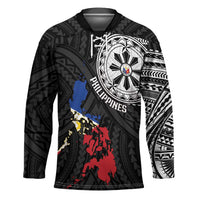 Philippines Strong Hockey Jersey Filipino Map Polynesian Tattoo LT14 Unisex Black - Polynesian Pride