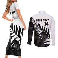 New Zealand Lawn Bowls Custom Couples Matching Short Sleeve Bodycon Dress and Long Sleeve Button Shirt Aotearoa Silver Fern LT14 - Polynesian Pride